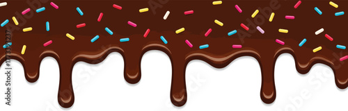 Chocolate Drip with Sprinkles - Sweet Border Decoration for Desserts
