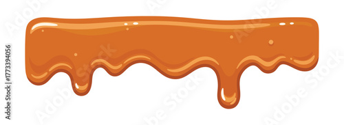 Sweet dripping caramel or golden syrup liquid border element for delicious dessert and food design concepts