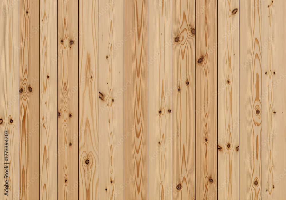 Fototapeta premium Natural Pine Wood Planks Texture Background with Prominent Knots and Vertical Grains