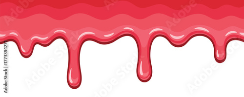 Sweet pink liquid drips down creating a luscious, decorative border, perfect for confectionery designs or playful backgrounds