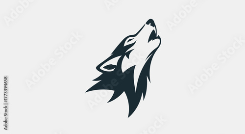 Howling wolf head silhouette with transparent background