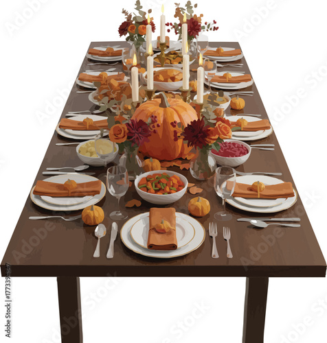 Thanksgiving feast table ready for a holiday gathering