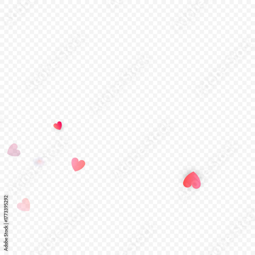 Heart love vector background. Valentine frame. Pink hearts confetti. Scattered love symbols. Random falling heart shape on transparent background. Beautiful Invitation, Greeting Card Illustration.