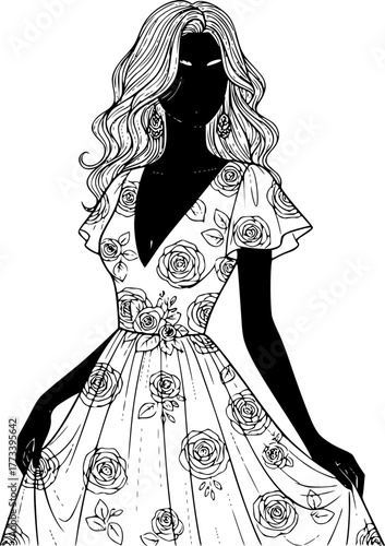 Bride Silhouette Isolated, Princess Vector Silhouette
