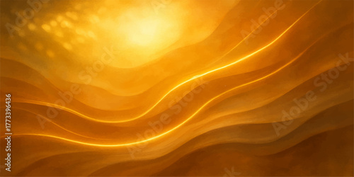 Abstract golden orange wave pattern with flowing light silk texture