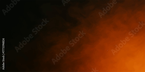 Dark abstract forest fire with smoke against a night sky and clouds