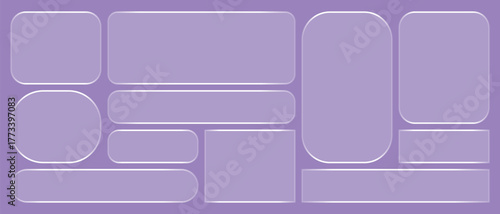 Glassmorphism ui template background with geometric purple shapes