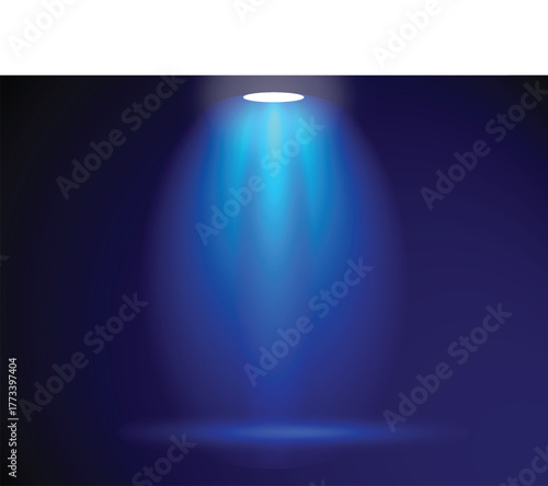 Spotlight blue illumination on a dark abstract background