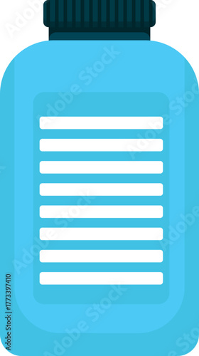 Blue Bottle with Label Flat Design Icon