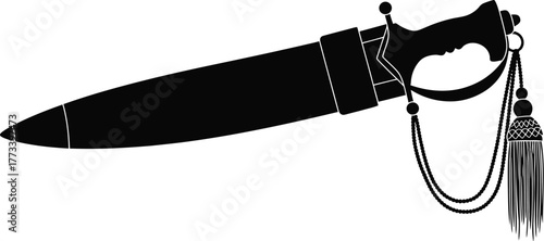 Black kirpan silhouette illustration in sheath