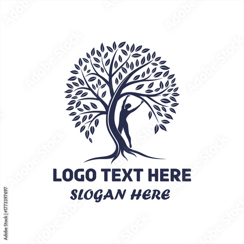 Human Tree Nature Growth Logo Design – Eco Life, Wellness and Environment Concept