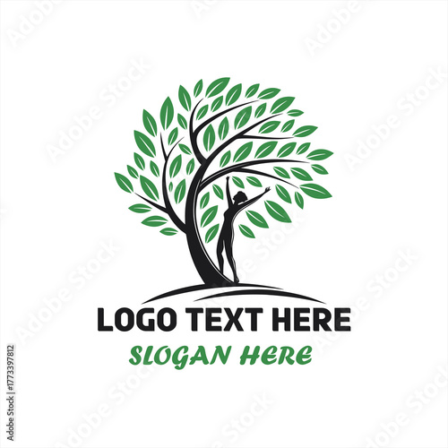 Human Tree Nature Growth Logo Design – Eco Life, Wellness and Environment Concept