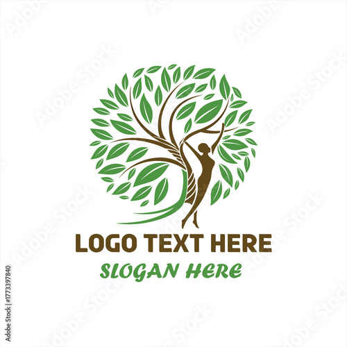 Human Tree Nature Growth Logo Design – Eco Life, Wellness and Environment Concept