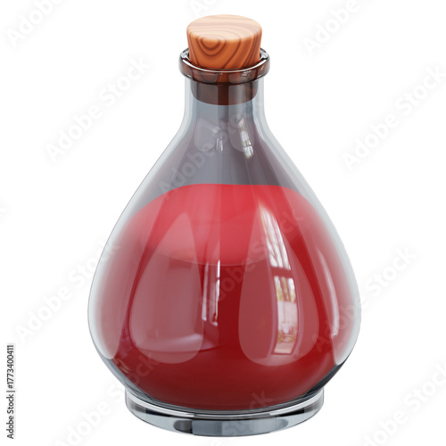 3D of Potion Bottle with Red Liquid