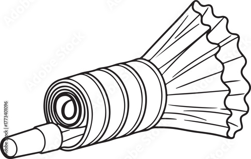 Black and White Line Art of Party Blower Noisemaker – Celebration Icon for Birthday, New Year, Festive Events
