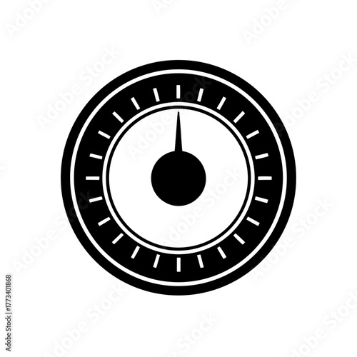 Circular instrument gauge icon representing control settings or performance measurement, isolated vector graphic used for technology dashboards, indicators, or interfaces.