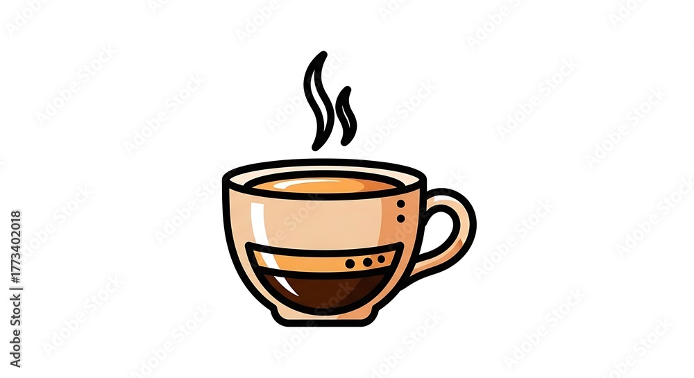 Fototapeta premium Steaming Coffee Cup Illustration - A Warm Beverage Delight.