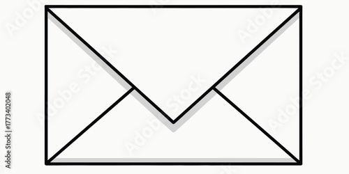 Simple minimalist white envelope icon with a subtle shadow creating a clean and modern design element