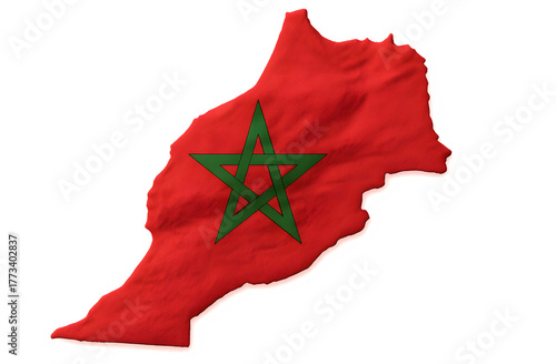 Morocco Map with National Flag – 3D PNG Isolated on White Background