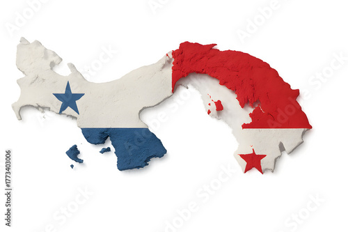 Panama Map with National Flag – 3D PNG Isolated on White Background