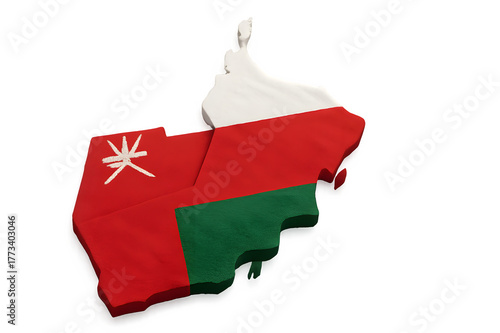 Oman Map with National Flag – 3D PNG Isolated on White Background