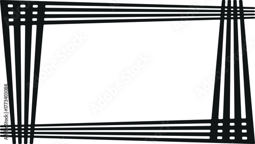 Black and white striped background frame design illustration pattern texture vintage square card backdrop