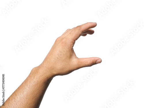 Male hands making a gesture of holding or taking something such as a jar or a card or business card. Some types of documents ID card or passport Isolated on a white background.