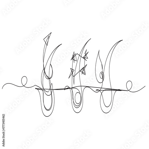 continuous line drawing serum for hair follicle treatment illustration