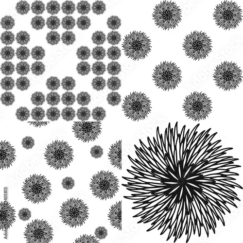 printed tiles of Black and white Chrysanthemum dot, seamless pattern, pink flowers, seamless pattern with pink flowers repeat style, replete image design for fabric printing