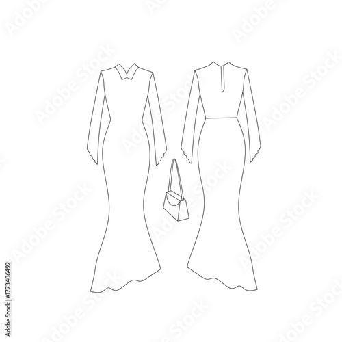 vector image of women's clothing design with bag accessories