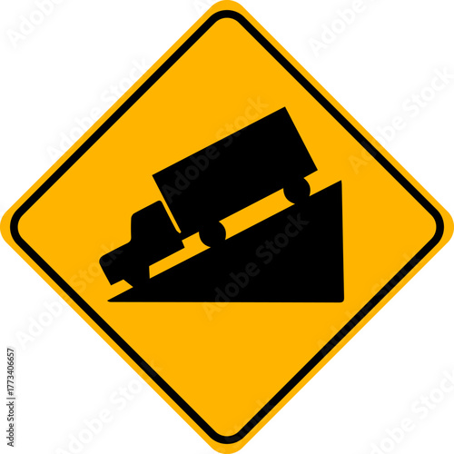 The-sign-warns-of-a-steep-slope.-Please-be-careful.