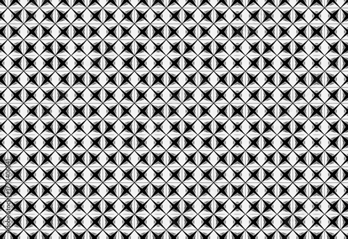 Geometric Black and White Tessellated Pattern With Star-Shaped Motifs For Wallpaper Or Background