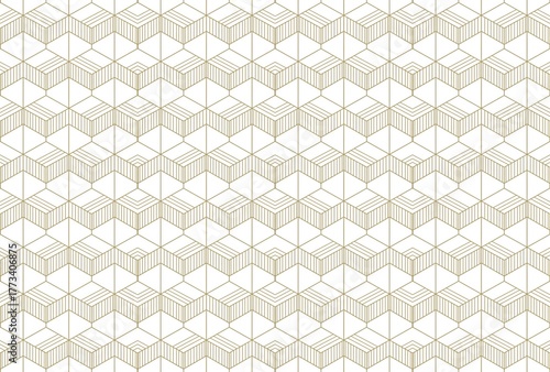 Geometric Gold Line Pattern Background With Repeating Cube Illusion for Modern, Elegant Design