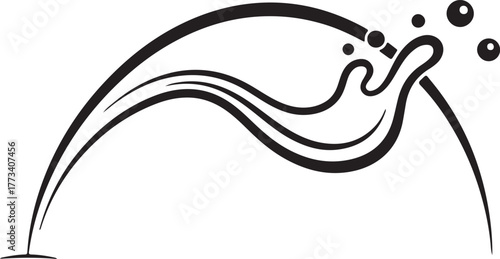 Abstract Splash Wave Icon – Minimalist Fluid Motion Symbol with Droplets and Curved Lines for Creativity, Energy, and Flow Concepts