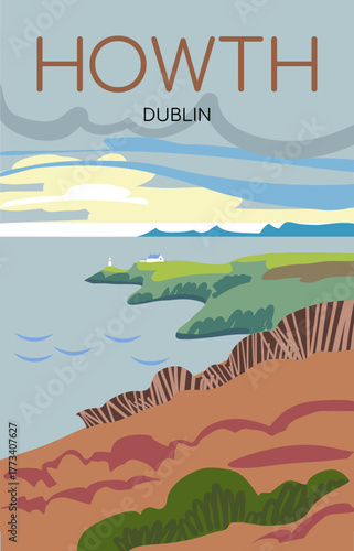 Howth Head, Dublin Coast, travel poster