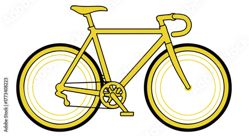 Yellow bicycle isolated on transparent background