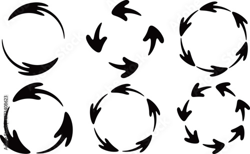 円形に並んだ左回りの矢印のフレームセット