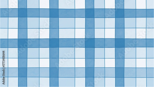 Classic blue and white checkered gingham pattern with intersecting watercolor stripes for background design