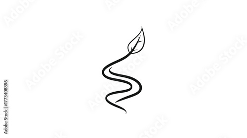 A spiral line that starts as a road and ends as a leaf at the top.