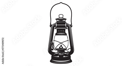 Vintage kerosene lantern isolated on transparent background