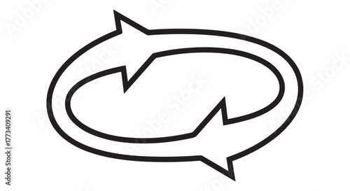 Black and white circular arrows symbol isolated on transparent background