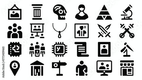 Museum and Education Icon Set history science
