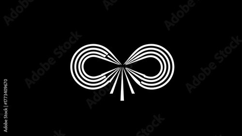 The infinity symbol woven from a road that passes through a series of building arches.