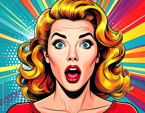 Surprised woman, comic book style