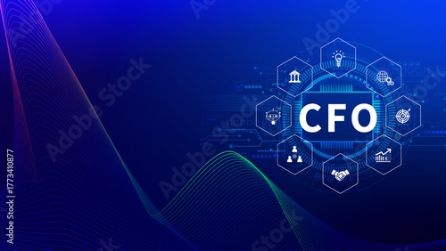 CFO, CFO digital technology concept. Internet, business and finance, strategy office work. Technology and network concept.