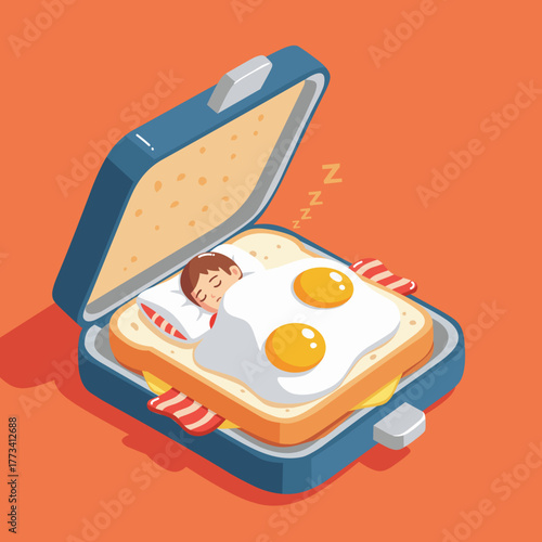 Sandwich toaster egg bacon illustration