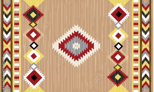 Navajo tribal vector seamless pattern. Native American ornament. Ethnic South Western decor style. Boho geometric ornament. Vector seamless pattern. Mexican blanket, rug. Woven carpet illustration
