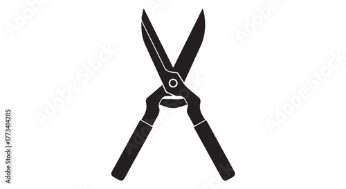 Pair of black garden shears or loppers, isolated on transparent background
