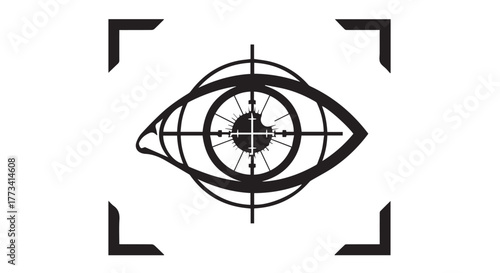 Stylized eye within a target or crosshairs, isolated on transparent background