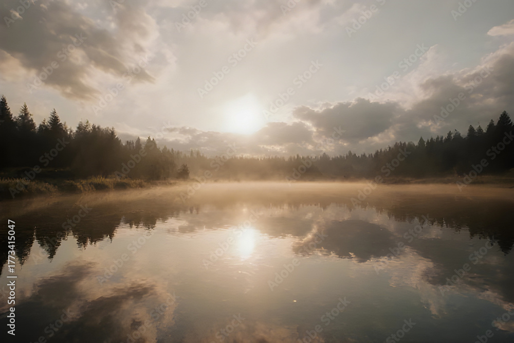 Fototapeta premium morning on the lake